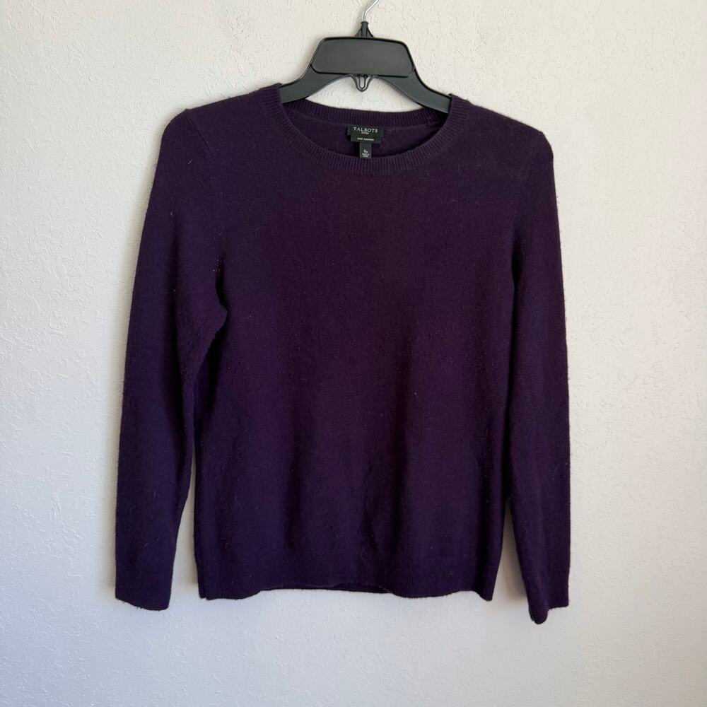 Talbots 100% Pure Cashmere Plum Purple Crew Neck Long Sleeve Sweater Womens SP